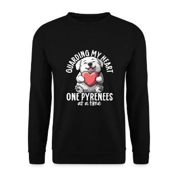 Chien de montagne des Pyrénées Chien des Grands Pyrénées Amour - Sweat-shirt Unisexe - noir - Devant - Alina (178cm) & Michal (187cm)