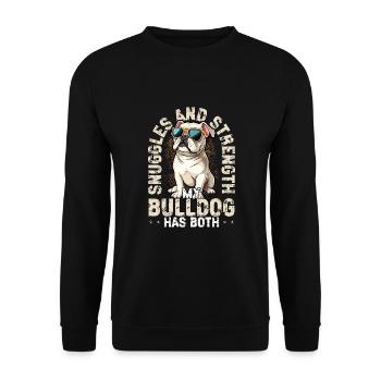 American Bulldog Snuggles and Strength Bulldog - Unisex Sweatshirt - black - Front - Alina (178cm) & Michal (187cm)