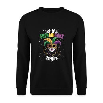 Lassen Sie Die Spielereien Den Karneval Beginnen - Unisex Pullover - Schwarz - Vorne - Alina (178cm) & Michal (187cm)