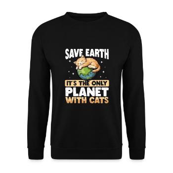 Ist der einzige Planet mit Katzen Earth Day - Unisex Pullover - Schwarz - Vorne - Alina (178cm) & Michal (187cm)