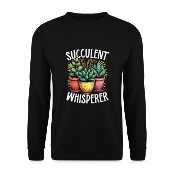 Sukkulentenflüsterer – Pflanzenliebhaber - Unisex Pullover - Schwarz - Vorne - Alina (178cm) & Michal (187cm)
