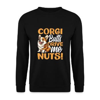 Welsh Corgi Pembroke Corgi Butts Drive Me Nuts - Unisex Sweatshirt - black - Front - Alina (178cm) & Michal (187cm)