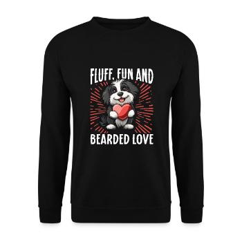 Bearded Collie chien Fluff Fun et Bearded Love - Sweat-shirt Unisexe - noir - Devant - Alina (178cm) & Michal (187cm)