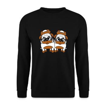 Deux chiens Carlin Lunettes de soleil Cappy Hat Adolescents - Sweat-shirt Unisexe - noir - Devant - Alina (178cm) & Michal (187cm)