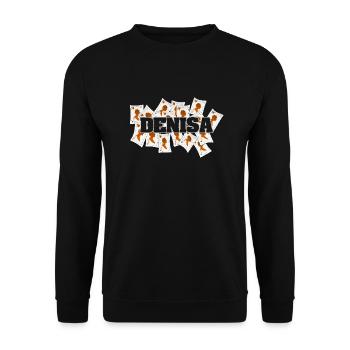 Geschenk für Denisa - Unisex Pullover - Schwarz - Vorne - Alina (178cm) & Michal (187cm)