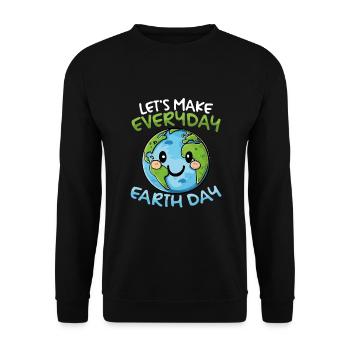 Let's Make Everyday Earth Day Cute Planet - Unisex Pullover - Schwarz - Vorne - Alina (178cm) & Michal (187cm)