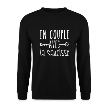 En Couple avec Saucisse, cadeau Fans de Saucisse - Sweat-shirt Unisexe - noir - Devant - Alina (178cm) & Michal (187cm)