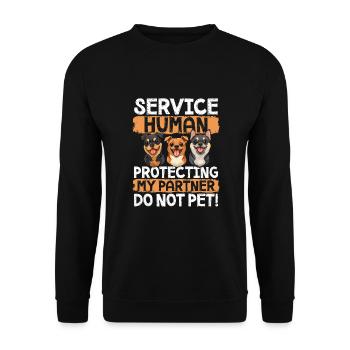 Service Human Protecting My Partner Do Not Pet! - Unisex Sweatshirt - black - Front - Alina (178cm) & Michal (187cm)
