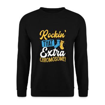 Rockin' That Extra Chromosome Fun Down Syndrome - Unisex Sweatshirt - black - Front - Alina (178cm) & Michal (187cm)