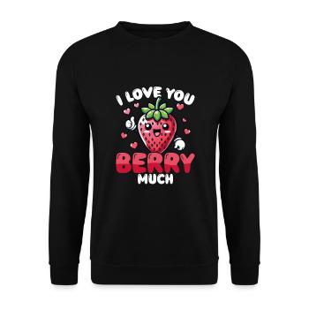 Je t’aime Berry beaucoup de jeu de mots sur la fraise sucrée - Sweat-shirt Unisexe - noir - Devant - Alina (178cm) & Michal (187cm)
