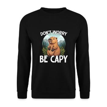 Don't worry, be Capy Funny Capybara - Unisex Sweatshirt - black - Front - Alina (178cm) & Michal (187cm)