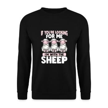 Si vous me cherchez, je suis avec les brebis - Sweat-shirt Unisexe - noir - Devant - Alina (178cm) & Michal (187cm)
