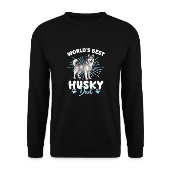 Husky sibérien Groovy Husky papa - Sweat-shirt Unisexe - noir - Devant - Alina (178cm) & Michal (187cm)