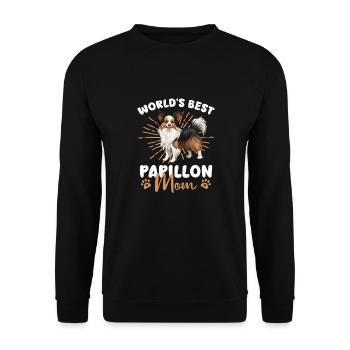 Kontinentaler Zwergspaniel World's best Papillon - Unisex Pullover - Schwarz - Vorne - Alina (178cm) & Michal (187cm)