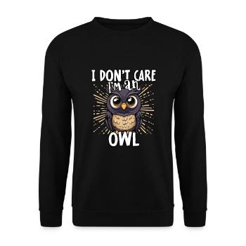 Je m’en fiche je suis un hibou - hibou mignon - Sweat-shirt Unisexe - noir - Devant - Alina (178cm) & Michal (187cm)