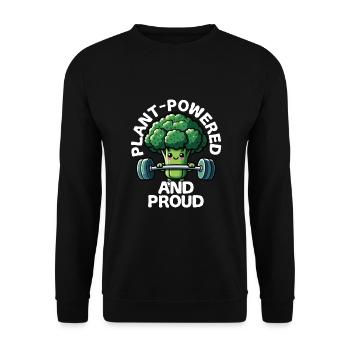 Pflanzlicher Und Stolzer Brokkoli Beim Heben Von - Unisex Pullover - Schwarz - Vorne - Alina (178cm) & Michal (187cm)