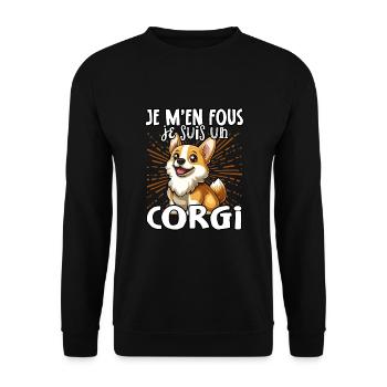 Je m’en fous je suis un Corgi - sweet corgi - Sweat-shirt Unisexe - noir - Devant - Alina (178cm) & Michal (187cm)