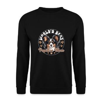 Kontinentaler Zwergspaniel World's best Papillon - Unisex Pullover - Schwarz - Vorne - Alina (178cm) & Michal (187cm)
