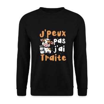 Ich Kann Nicht Ich Behandelte Humor Kuhbauer - Unisex Pullover - Schwarz - Vorne - Alina (178cm) & Michal (187cm)