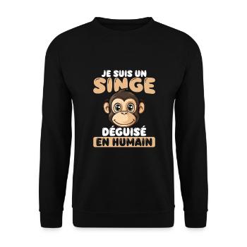 Ich bin ein als Mensch verkleidete Affe - Unisex Pullover - Schwarz - Vorne - Alina (178cm) & Michal (187cm)