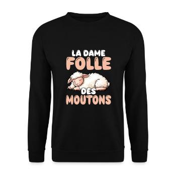The Mad Lady of the Sheep Passion breeding farm - Unisex Sweatshirt - black - Front - Alina (178cm) & Michal (187cm)