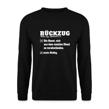 Rückzug Definition Wörterbuch - Unisex Pullover - Schwarz - Vorne - Alina (178cm) & Michal (187cm)