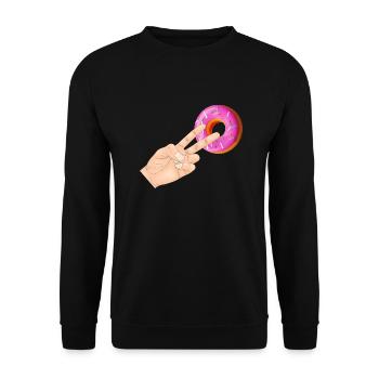2 In The Pinky Donut - Unisex Sweatshirt - black - Front - Alina (178cm) & Michal (187cm)