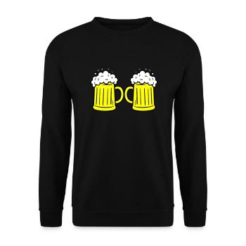 Bierglas Anstoßen - Unisex Pullover - Schwarz - Vorne - Alina (178cm) & Michal (187cm)