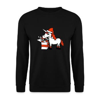 Unicorn Christmas Santa Claus Gifts Hat - Unisex Sweatshirt - black - Front - Alina (178cm) & Michal (187cm)