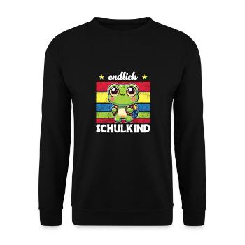 Enfin écolier mignonne grenouille pour l’inscription à l’école - Sweat-shirt Unisexe - noir - Devant - Alina (178cm) & Michal (187cm)