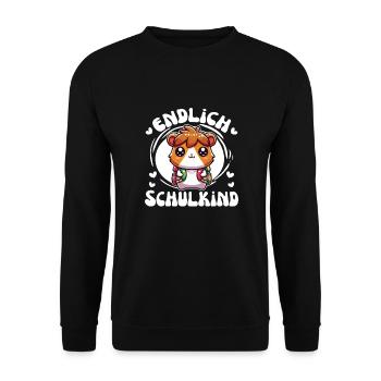 Endlich Schulkind süßes Meerschweinchen zur - Unisex Pullover - Schwarz - Vorne - Alina (178cm) & Michal (187cm)