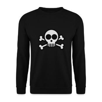 Pirat Totenkopf - Unisex Pullover - Schwarz - Vorne - Alina (178cm) & Michal (187cm)