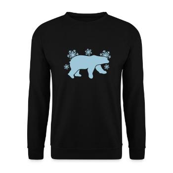 Eisbär mit Winter Schneeflocken - Unisex Pullover - Schwarz - Vorne - Alina (178cm) & Michal (187cm)