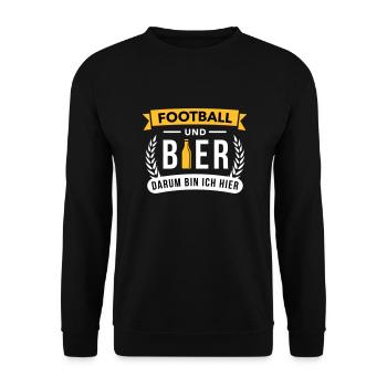 Football und Bier darum bin ich hier - Teamsport - Unisex Pullover - Schwarz - Vorne - Alina (178cm) & Michal (187cm)