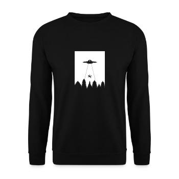 Fliegende Untertasse Ufo Alien shirt Geschenk - Unisex Pullover - Schwarz - Vorne - Alina (178cm) & Michal (187cm)