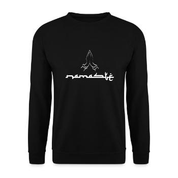 Namasté Mudra gesture greeting form - Unisex Sweatshirt - black - Front - Alina (178cm) & Michal (187cm)