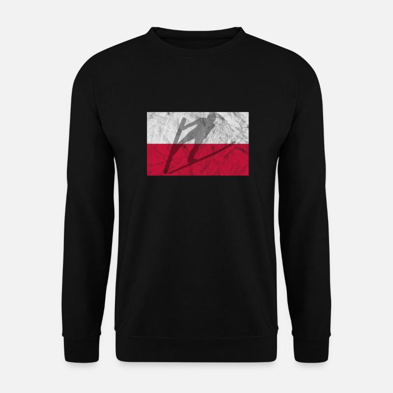 Skispringen Polen Skispringer Polska Gechenk - Unisex Pullover - Schwarz