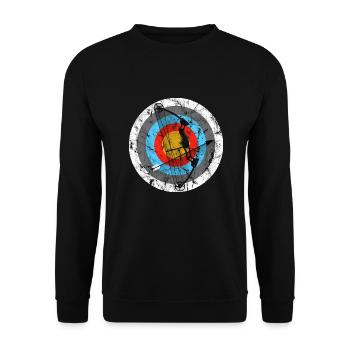 Bogenschießen Zielscheibe Compoundbogen Geschenk - Unisex Pullover - Schwarz - Vorne - Alina (178cm) & Michal (187cm)