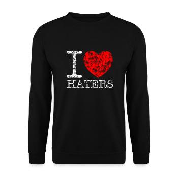 I LOVE HATERS Grunge Style - Unisex Pullover - Schwarz - Vorne - Alina (178cm) & Michal (187cm)