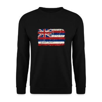 Hawaii Flag - Vintage Look - Unisex Pullover - Schwarz - Vorne - Alina (178cm) & Michal (187cm)