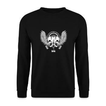 skull_biker - Unisex Pullover - Schwarz - Vorne - Alina (178cm) & Michal (187cm)