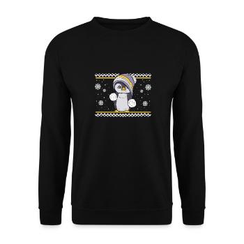 Le pingouin de Noël pour Noël - Sweat-shirt Unisexe - noir - Devant - Alina (178cm) & Michal (187cm)