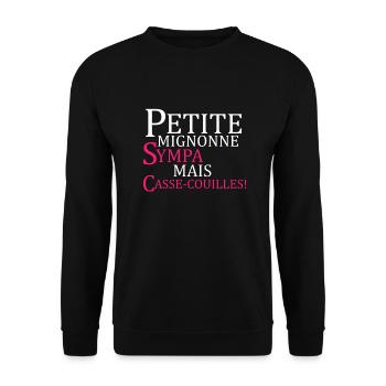 petite mignonne sympa mais casse-couilles! - Sweat-shirt Unisexe - noir - Devant - Alina (178cm) & Michal (187cm)