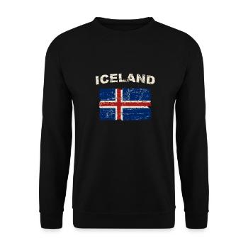Iceland Flag - Island Flagge - Ísland - Unisex Pullover - Schwarz - Vorne - Alina (178cm) & Michal (187cm)