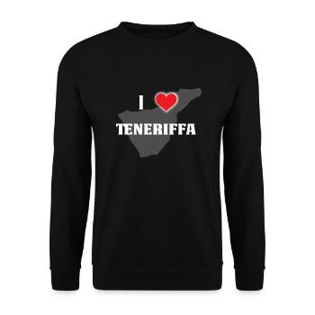 I love TENERIFFA - Ich liebe Teneriffa, Kanaren - Unisex Pullover - Schwarz - Vorne - Alina (178cm) & Michal (187cm)