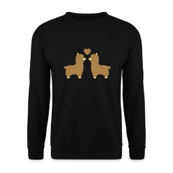 lama alpaca comic love - Unisex Pullover - Schwarz - Vorne - Alina (178cm) & Michal (187cm)