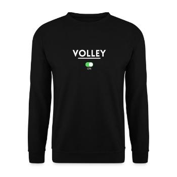 Volley an aus. Volleyball Geschenk - Unisex Pullover - Schwarz - Vorne - Alina (178cm) & Michal (187cm)