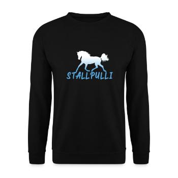 Stallpulli Pferd Reiten Reitstall Reiterhof Stall - Unisex Pullover - Schwarz - Vorne - Alina (178cm) & Michal (187cm)