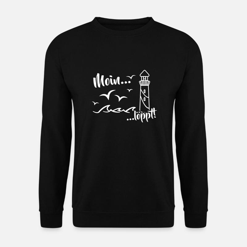 Moin Leuchtturm löppt Welle Norddeutschland läuft - Unisex Pullover - Schwarz