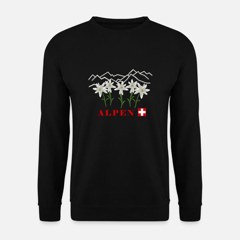 Alpen, Edelweiss, Schweiz - Unisex Pullover - Schwarz
